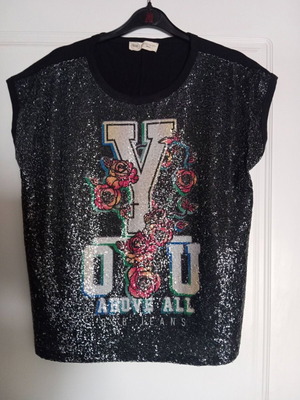 BSB Jeans T-Shirt με παγιέτες και floral σχέδιο, σαν καινούργιο, μέγεθος S