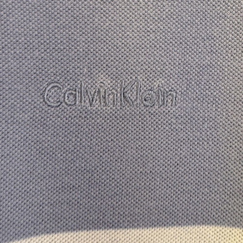 Calvin Klein men's polo shirt like new, blue striped, cotton
