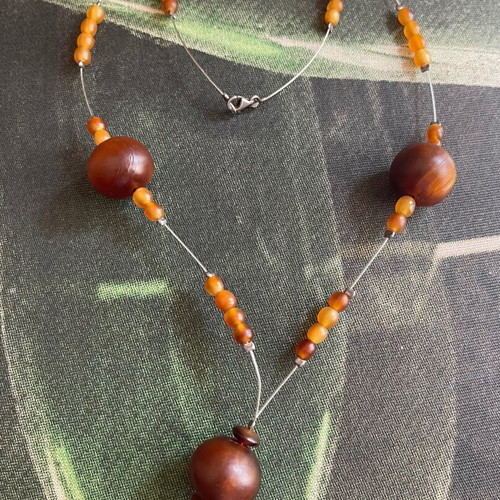 Vintage necklace handmade silver 925 and wood like new