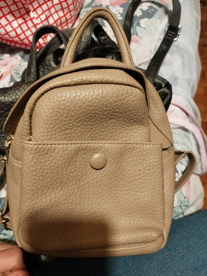 Backpack beige leatherette like new 22x16x10 cm