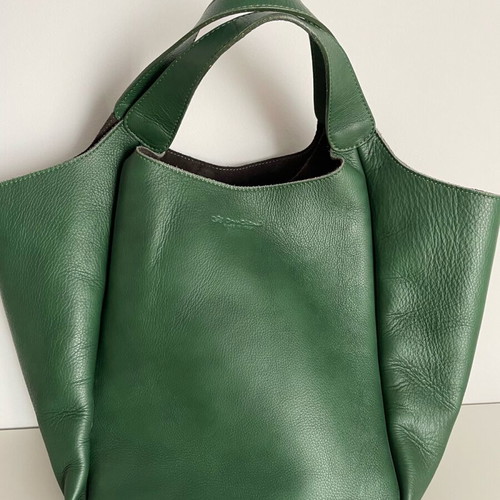 Cruciani leather bag green like new, hand bag made in Italy