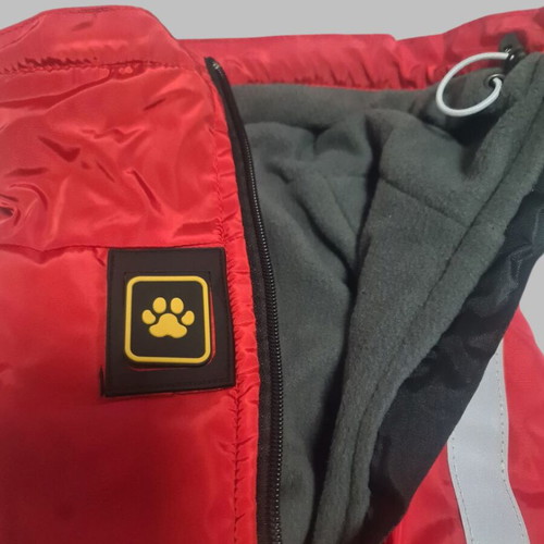 Dog jacket new, black and red, size L, waterproof and warm