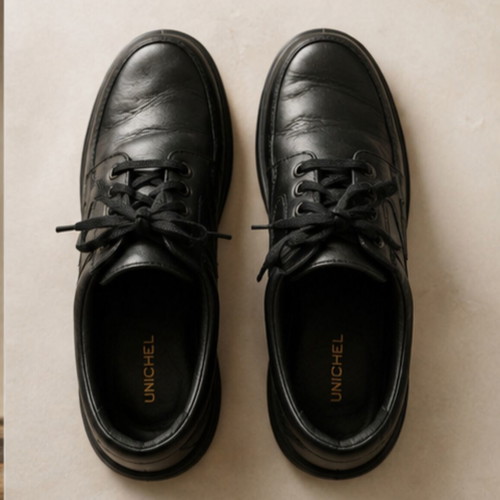 Unichel black leather shoes with laces, size 41