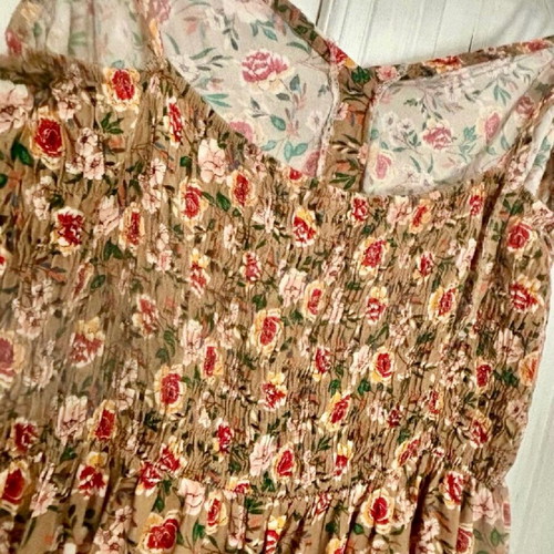 Floral dress like new, size S and M, beige multicolor