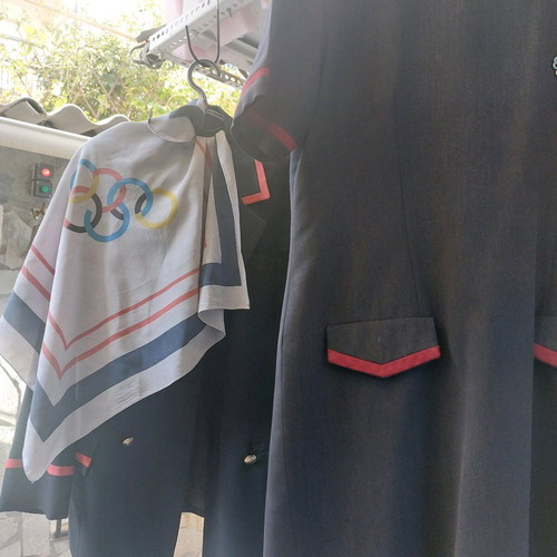 Olympic Airways flight attendant uniform ArtistI ItalianI like new with Tseklenis scarf