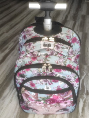 Back Me Up school trolley and backpack used with floral pattern