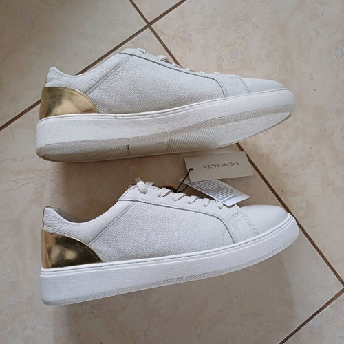 Sarah Karen White Sneakers Size 41 New Genuine Leather