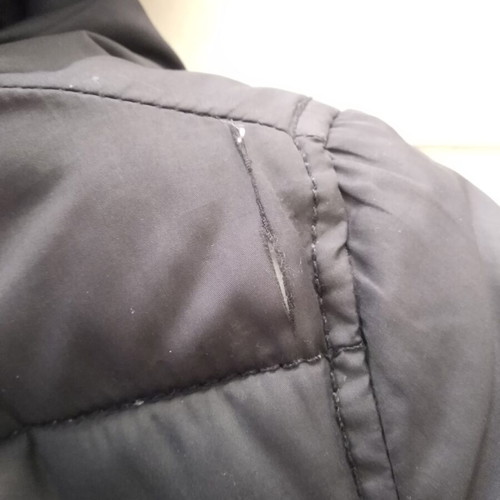 Bershka long winter coat, blue and white