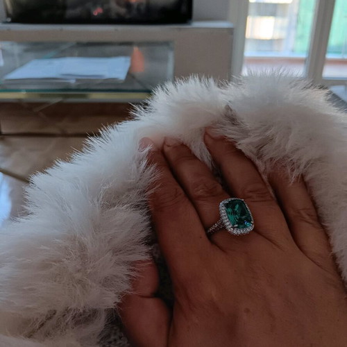 Dreamy silver ring with faceted aquamarine stone new