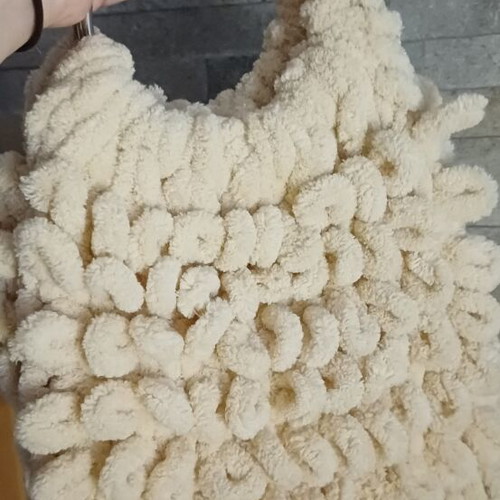 Puffy handbag, medium size, cream beige
