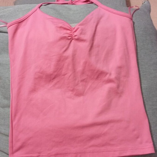 Blouse tied at neck, pink, like new, one size