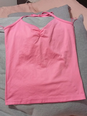 Blouse tied at neck, pink, like new, one size
