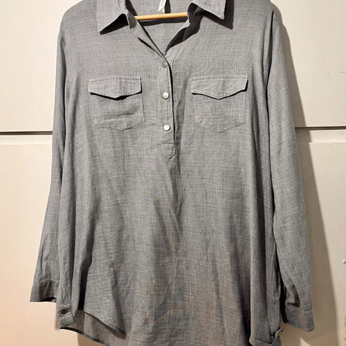 Marks & Spencer women's linen shirt tunic used, grey-blue
