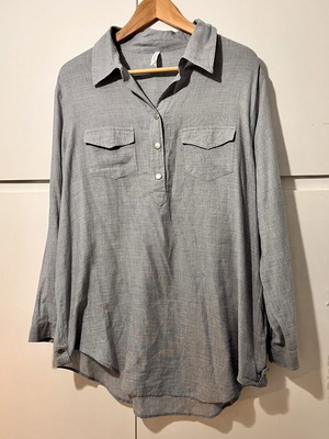Marks & Spencer women's linen shirt tunic used, grey-blue