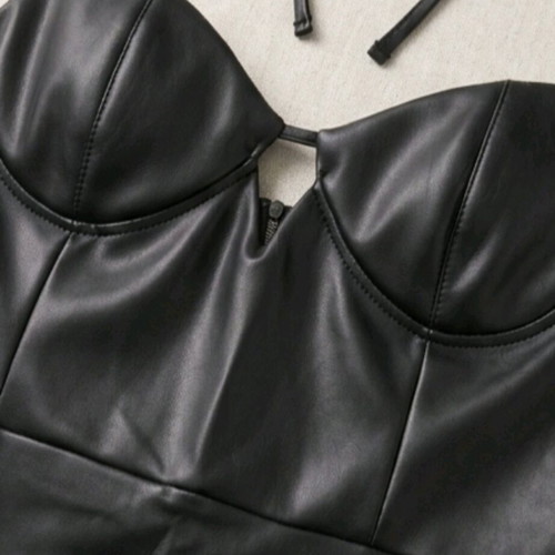 Shein sleeveless leather dress black like new size L