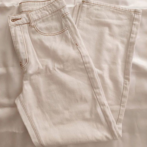 Shein white women's high-waisted wide jeans M like new