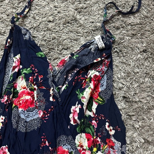 Floral women's romper used, dark blue