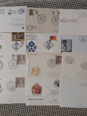 Φάκελοι με θέμα το σκάκι μεταχειρισμένοι, 19 τεμάχια, χώρες Ρωσία, Πολωνία, Τσεχοσλοβακία