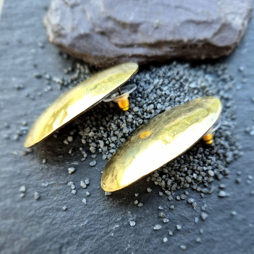 Bronze earrings, partly handmade, gold color