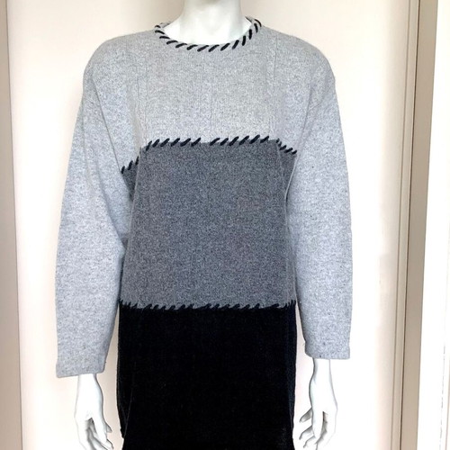 TIGI Oversized Colorblock Wool & Angora Cable Knit Sweater
