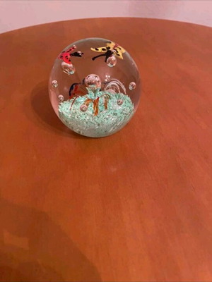 Decorative glass ball like new with butterflies
