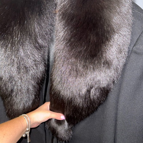 Coat black with genuine mink collar used, size M/L
