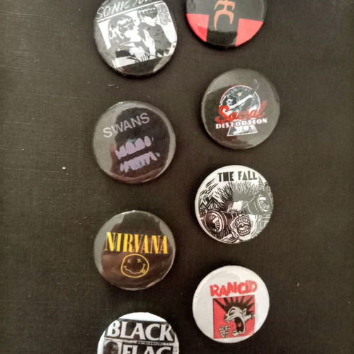 Alternative rock and punk band pin badges