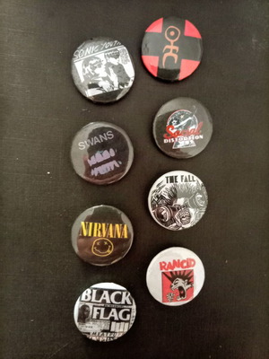 Alternative rock and punk band pin badges