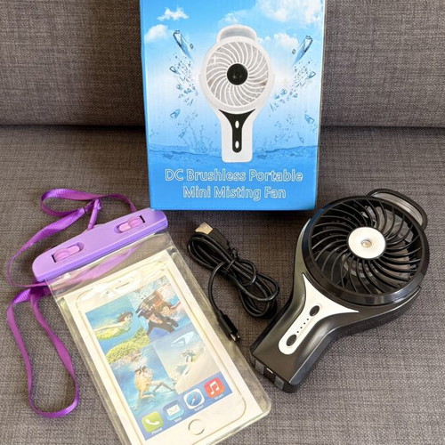 Lileng 853 Portable Mini Misting Fan used with Waterproof Phone Pouch