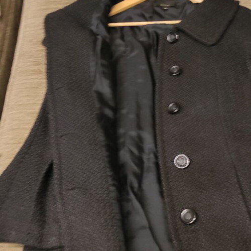 Bouclé coat with bell sleeves black like new size M