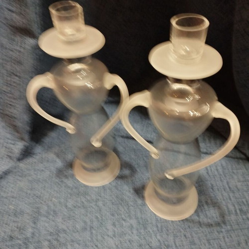 Candlesticks used, set of 2, made of blown glass