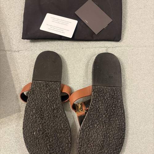 YSL flat sandals like new, leather, black and brown