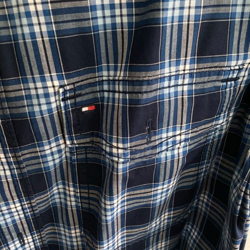 Tommy Hilfiger short-sleeve shirt Medium blue checkered like new