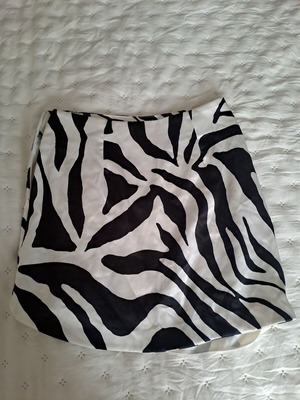 Satin skirt zebra pattern, high-waisted, asymmetrical, like new