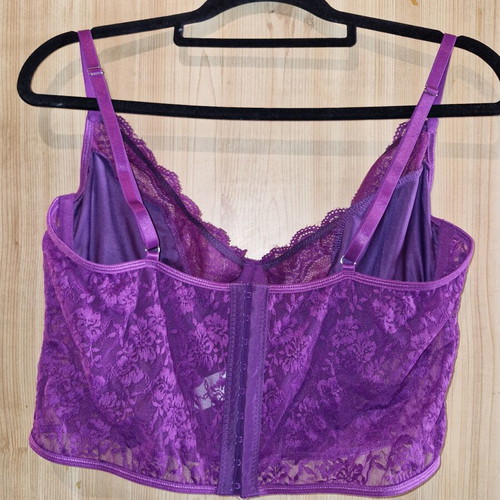 Corset bra purple new, size 2XL with adjustable straps and 9 hooks