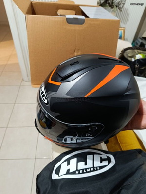 HJC motorcycle helmet, black and orange, size L