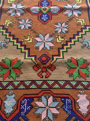 Vintage handmade cross-stitch rug like new, 124x62cm