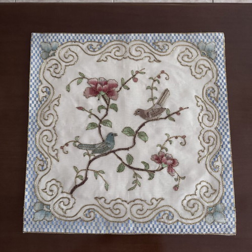 Handmade Embroidered Decorative Silk Table Linen 46x46 cm