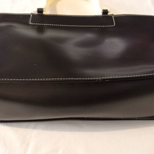 Lamarthe handbag used, black with ecru bone handle