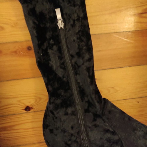 Black velvet over the knee boots Hot Kiss new, size 39
