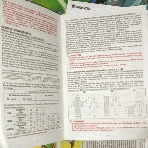 Nolan and Dainese used instructions for helmet and suit
