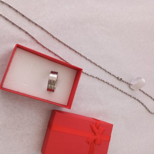 Stainless Steel Necklace and Unisex Ring Gift Set