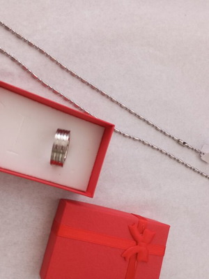 Stainless Steel Necklace and Unisex Ring Gift Set