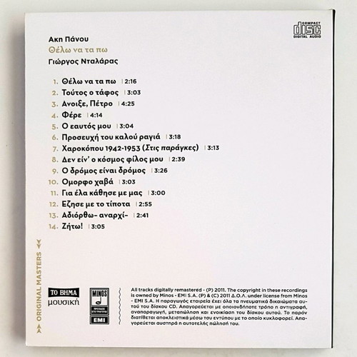 Giorgos Dalaras Thelo Na Ta Po CD like new