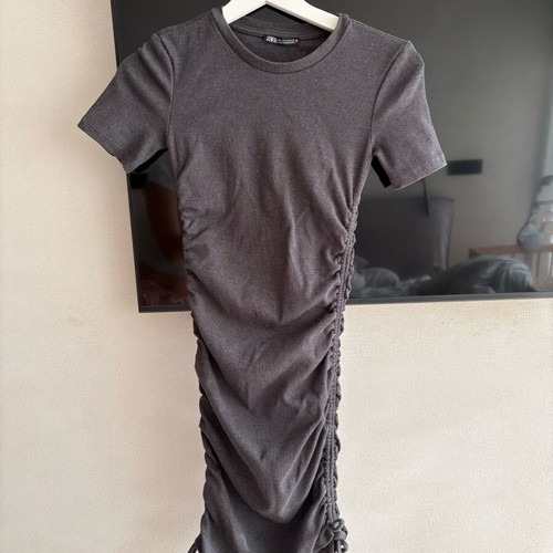 Zara mini dress ribbed fabric like new, gray, size S