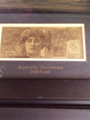 Australia 100 dollars συλλεκτικό χαρτονόμισμα με φύλλο χρυσού 24K σε κορνίζα