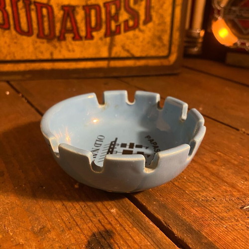 Papastratos Old Navy ceramic ashtray used, blue