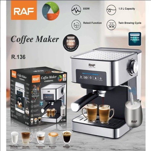 RAF Coffee Maker Espresso Machine R.136 New 1.6L 850W 15 Bar