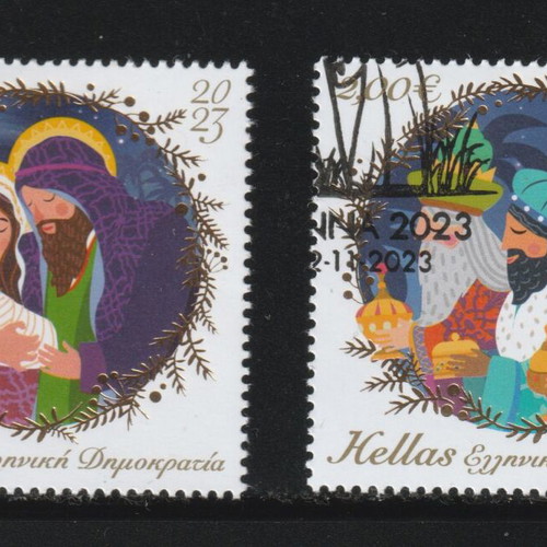 Hellas 2023 Christmas complete stamp set with first day cover