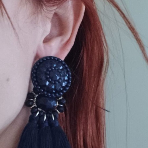 Earrings blue like new, hanging style
